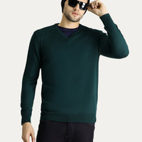 Koyu Petrol V Yaka Slim Fit Dar Kesim Triko Kazak