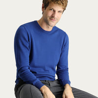 İndigo Bisiklet Yaka Regular Fit Pamuklu Triko Kazak