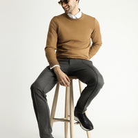 Camel Bisiklet Yaka Regular Fit Pamuklu Triko Kazak