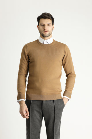  Camel Bisiklet Yaka Regular Fit Pamuklu Triko Kazak