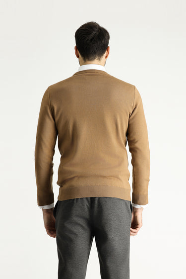 Camel Bisiklet Yaka Regular Fit Pamuklu Triko Kazak