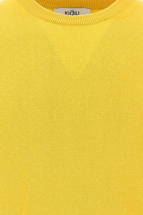 Koyu Sarı Bisiklet Yaka Regular Fit Pamuklu Triko Kazak