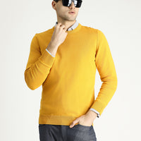 Hardal Bisiklet Yaka Regular Fit Pamuklu Triko Kazak