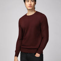 Koyu Bordo Bisiklet Yaka Regular Fit Pamuklu Triko Kazak