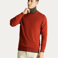 Kiremit Bisiklet Yaka Regular Fit Pamuklu Triko Kazak