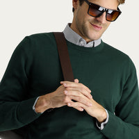 Orman Yeşili Bisiklet Yaka Regular Fit Pamuklu Triko Kazak