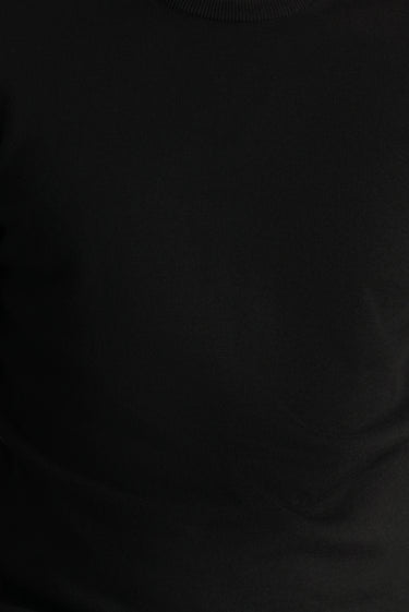 Siyah Bisiklet Yaka Slim Fit Dar Kesim Pamuklu Triko Kazak