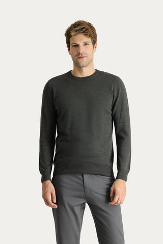  Koyu Antrasit Melanj Bisiklet Yaka Slim Fit Dar Kesim Triko Kazak