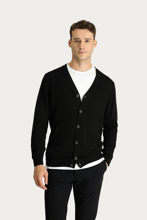 Siyah Pamuklu Triko Hırka