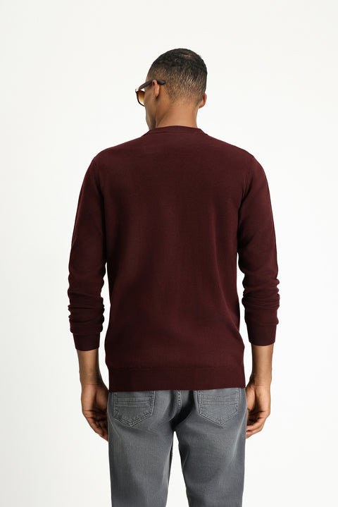 Dark Burgundy Cotton Knit Cardigan