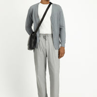 Orta Gri Melanj Slim Fit Dar Kesim Pamuklu Triko Hırka