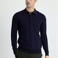 Koyu Lacivert Polo Yaka Slim Fit Dar Kesim Triko Kazak