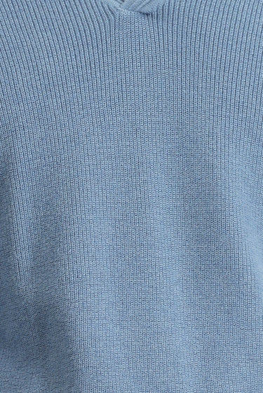 Havacı Mavi Polo Yaka Slim Fit Dar Kesim Desenli Pamuklu Yünlü Triko Kazak