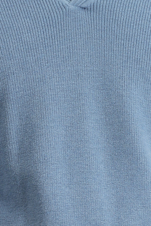 Havacı Mavi Polo Yaka Slim Fit Dar Kesim Desenli Pamuklu Yünlü Triko Kazak