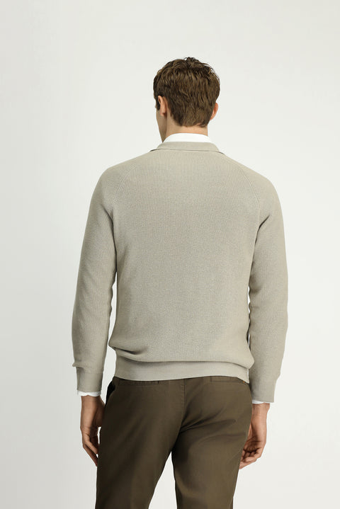 Orta Vizon Polo Yaka Slim Fit Dar Kesim Desenli Pamuklu Yünlü Triko Kazak