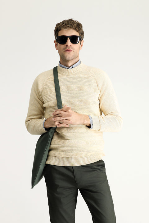 Taş Yarım Balıkçı Yaka Slim Fit Dar Kesim Desenli Yünlü Pamuklu Triko Kazak