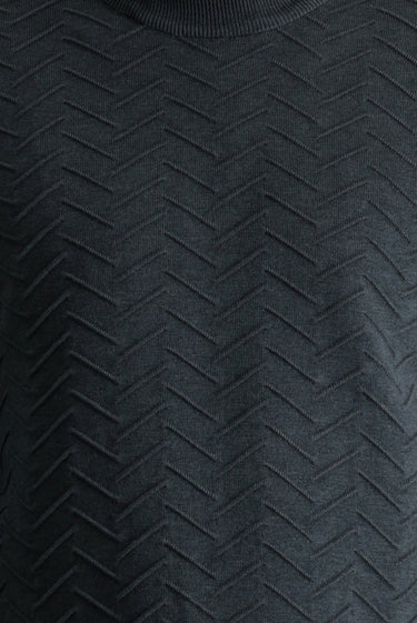 Koyu Antrasit Melanj Yarım Balıkçı Yaka Regular Fit Desenli Pamuklu Triko Kazak