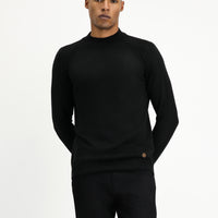 Siyah Yarım Balıkçı Yaka Slim Fit Dar Kesim Pamuklu Triko Kazak