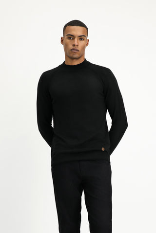  Siyah Yarım Balıkçı Yaka Slim Fit Dar Kesim Pamuklu Triko Kazak