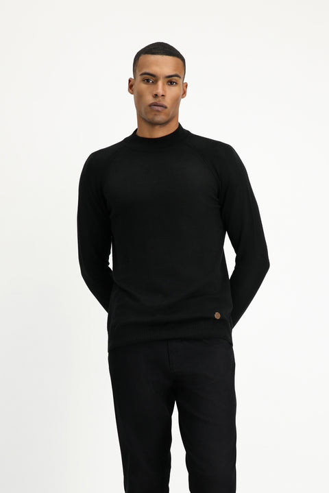 Siyah Yarım Balıkçı Yaka Slim Fit Dar Kesim Pamuklu Triko Kazak