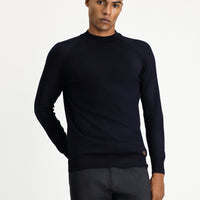 Koyu Lacivert Yarım Balıkçı Yaka Slim Fit Dar Kesim Pamuklu Triko Kazak