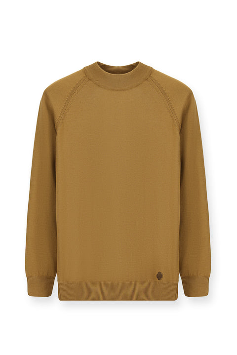 Camel Yarım Balıkçı Yaka Slim Fit Dar Kesim Pamuklu Triko Kazak