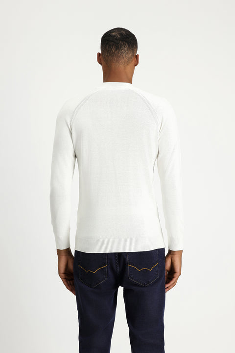 Ekru Yarım Balıkçı Yaka Slim Fit Dar Kesim Pamuklu Triko Kazak