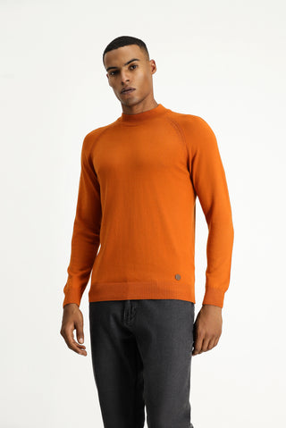  Orta Turuncu Yarım Balıkçı Yaka Slim Fit Dar Kesim Pamuklu Triko Kazak