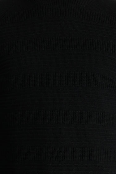 Siyah Yarım Balıkçı Yaka Slim Fit Dar Kesim Desenli Yünlü Triko Kazak