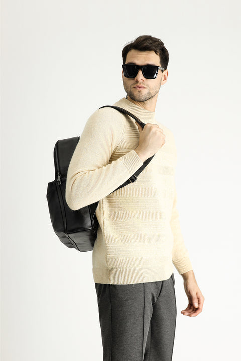 Taş Yarım Balıkçı Yaka Slim Fit Dar Kesim Desenli Yünlü Triko Kazak