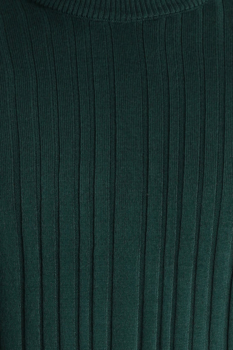 Koyu Petrol Yarım Balıkçı Yaka Slim Fit Dar Kesim Desenli Triko Kazak