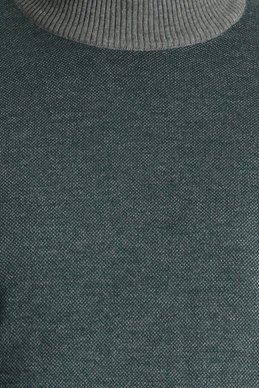 Orta Gri Yarım Balıkçı Yaka Slim Fit Dar Kesim Desenli Triko Kazak