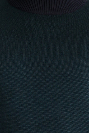 Koyu Lacivert Yarım Balıkçı Yaka Slim Fit Dar Kesim Desenli Triko Kazak