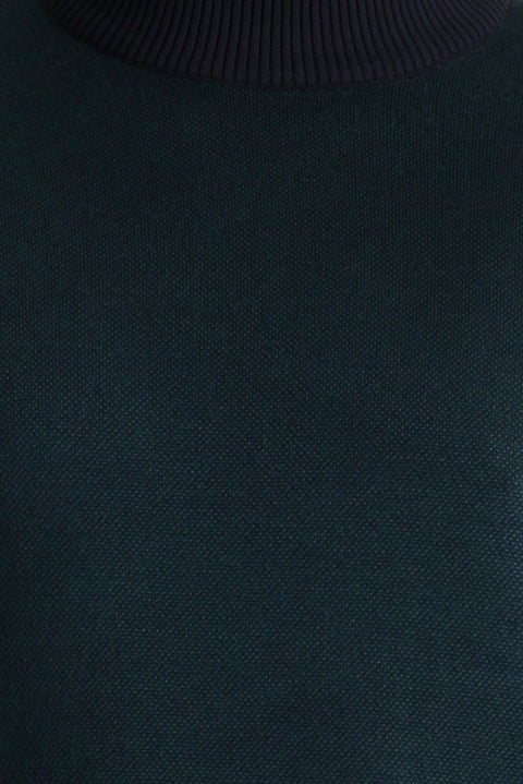 Koyu Lacivert Yarım Balıkçı Yaka Slim Fit Dar Kesim Desenli Triko Kazak