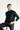 Koyu Lacivert Yarım Balıkçı Yaka Slim Fit Dar Kesim Desenli Triko Kazak
