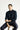 Koyu Lacivert Yarım Balıkçı Yaka Slim Fit Dar Kesim Desenli Triko Kazak