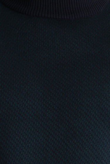 Koyu Lacivert Yarım Balıkçı Yaka Slim Fit Dar Kesim Desenli Triko Kazak