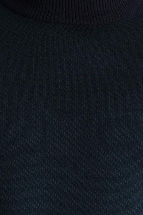 Koyu Lacivert Yarım Balıkçı Yaka Slim Fit Desenli Triko Kazak