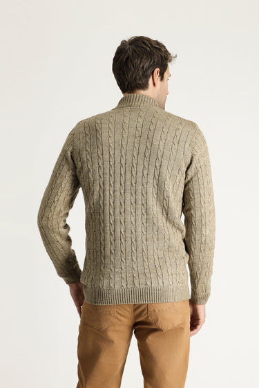 Orta Vizon Yarım Balıkçı Yaka Regular Fit Desenli Fermuarlı Triko Kazak