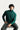 Koyu Yeşil Balıkçı Yaka Slim Fit Dar Kesim Desenli Pamuklu Triko Kazak