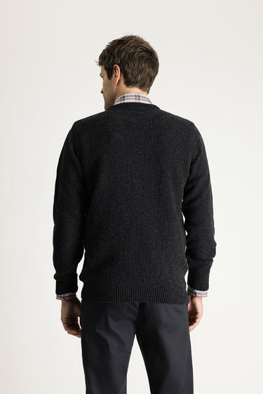  Koyu Antrasit Bisiklet Yaka Regular Fit Desenli Yünlü Triko Kazak