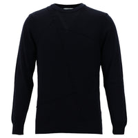 Koyu Lacivert Bisiklet Yaka Desenli Triko Kazak