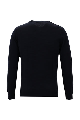  Koyu Lacivert Bisiklet Yaka Desenli Triko Kazak