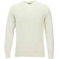 Ekru Bisiklet Yaka Desenli Triko Kazak