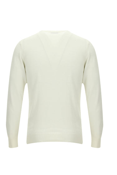 Ekru Bisiklet Yaka Desenli Triko Kazak