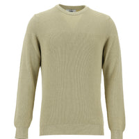 Medium Beige Crew Neck Slim Fit Narrow Cut Knit Sweater