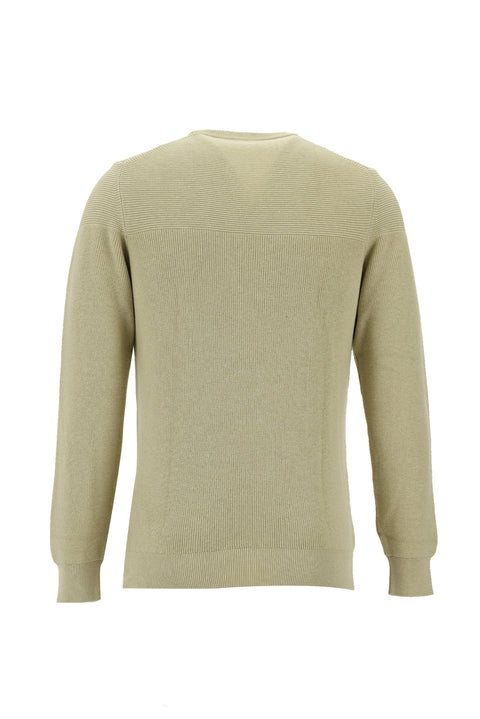 Medium Beige Crew Neck Slim Fit Narrow Cut Knit Sweater