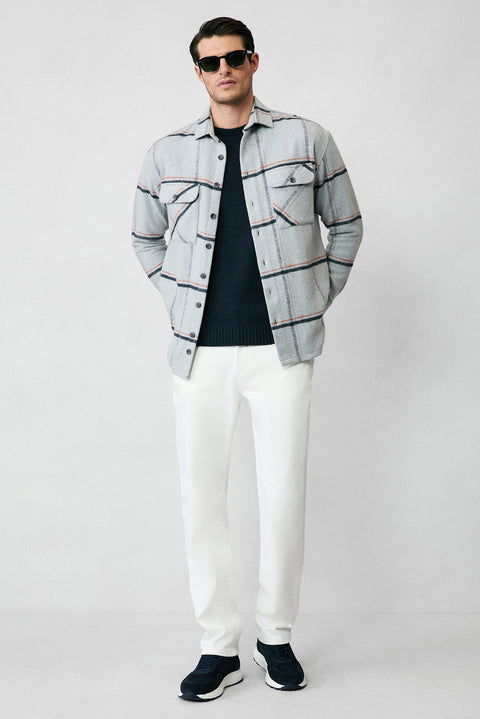 Koyu Lacivert Bisiklet Yaka Slim Fit Dar Kesim Dikişsiz Desenli Yünlü Triko Kazak