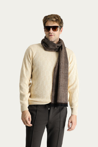  Taş Bisiklet Yaka Regular Fit Yünlü Desenli Triko Kazak