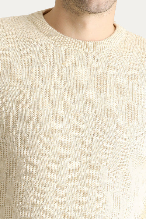 Taş Bisiklet Yaka Regular Fit Yünlü Desenli Triko Kazak